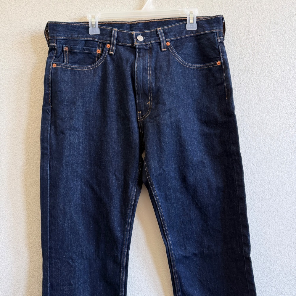 Levis 505 Regular Fit Dark Indigo Blue Straight Leg Mens Jeans 36x34 00505-0216